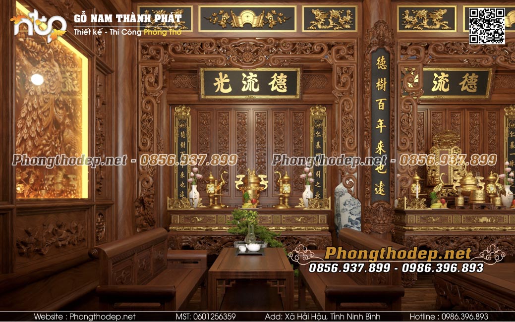 phòng thờ 3 gian tầng 2 nhà sàn 7 gian